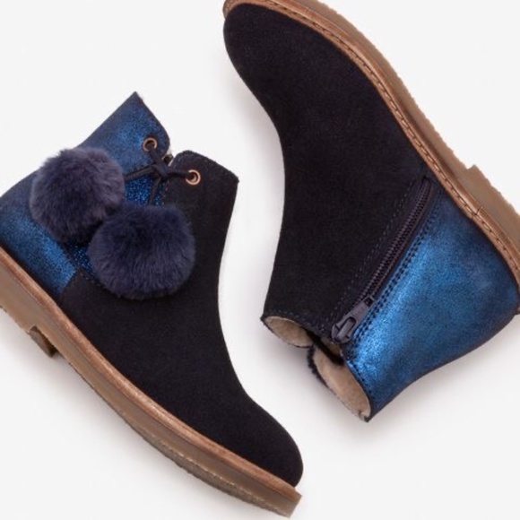 Mini Boden Navy Pom Pom Bootie - Picture 1 of 7
